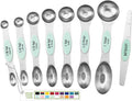 Spring Chef Stainless Steel 8 Magnetic Measuring Spoons for Kitchen, Mint | Dual Sided Metal Teaspoon & Tablespoon Measuring Spoons with Leveler for Dry & Liquid Ingredients, Nesting, Dishwasher Safe