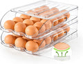SMRCAD 36-Egg Dispenser with Silicone Bumpers, Auto-Rolling, Stackable | BPA-free food-grade PET | Stackable with lid | Built-in handle | 11.92"L x 8.85"W x 5.4"H | Hand wash only