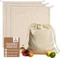 Cotton Storage Bags With Drawstrings - Rainflow 3 Pack 15x17 Inch Reusable Produce Bags Cotton Produce Bags Washable Muslin Storage Bags for Fruit Onion Storage Clothes Shopping Home Supplies | Washable Muslin Organizers for Fruit, Onion, Clothes, Groc...