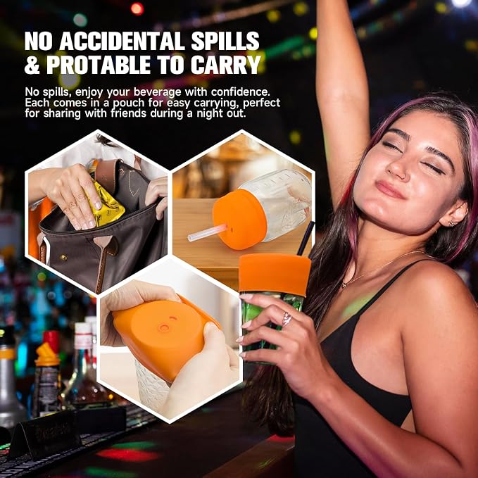 Drink Protection Cover for Parties, Bars or Clubs, 6 Pack | No Spills, Food Grade Silicone, Stretch to Fit Most Hard Cups, Stop Worrying About Beverage Safety