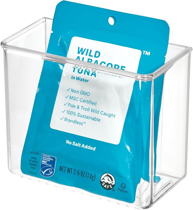 iDesign Adhesive Organizer Bin - Clear | Damage-Free Hanging, For Kitchen, For Bathroom, For Office