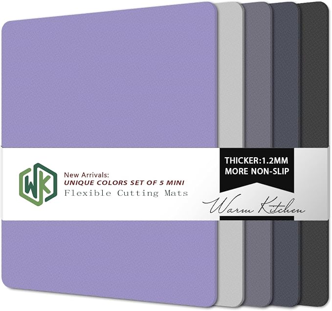 WK Small Flexible Plastic Cutting Boards for Kitchen Set of 5, Non Slip Cutting Mats for Meat, Mini Cutting Board Mats, BPA Free, Dishwasher Safe, 7.3x11.5"
