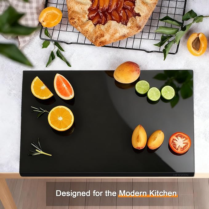 Black Cutting Boards for Kitchen, Acrylic Cutting Board with Counter Lip Countertop Protector, Non-Slip Tablas Para Picar Cocina, Kitchen Decor Apartment Essentials House Warming Gifts(16.1"x12.5")