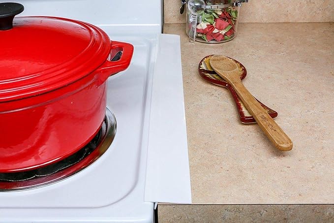Silicone Stove gap covers, Oven Gap Fillers Seals Gaps Between Stove and Countertop, Easy to Install, Heat Resistant, 2 Pack (White, 21 inches)