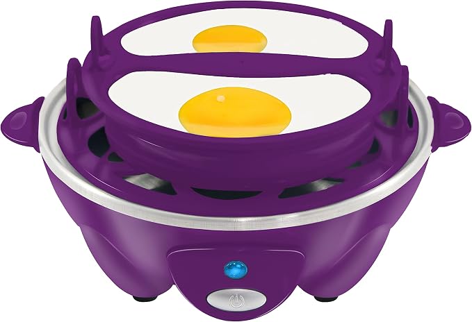 Elite Gourmet EGC700P Rapid Egg Cooker, 7-Egg, BPA-Free, Eggplant