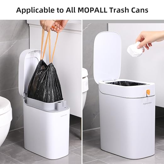 MOPALL Small Drawstring Trash Bag,Easy to Tear and Pack,4 Gallon Garbage Bags,75 Counts