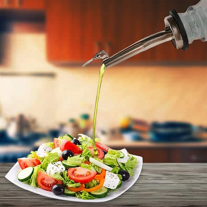 6 Pcs Oil Spout Liquor Bottle Pourer Spouts for About 3/4" Bottle Mouth | Stainless Steel Olive Oil Dispenser Spout Liquor Bottle Pourer with Flip Top