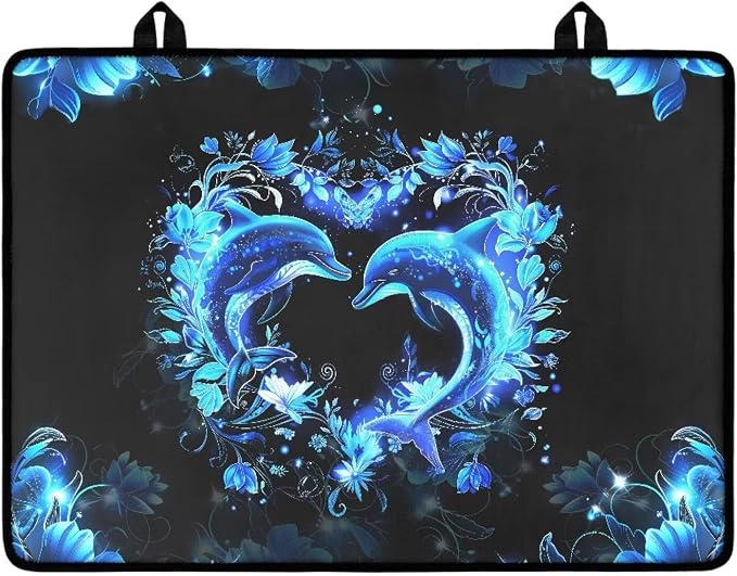 Dolphin Heart Stove Cover 30"x21" Heat Resistant Multi-Functional Counter Protector Non-slip Waterproof Mat for Glass Stovetop Protector Easy to Clean