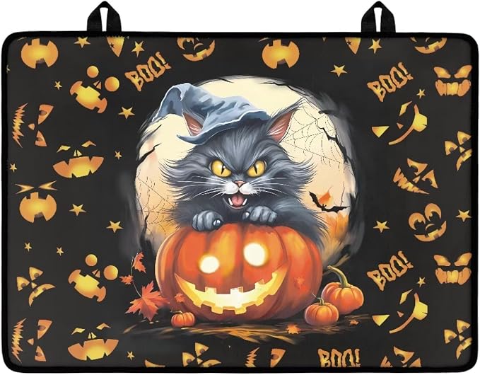 Halloween Cat Pumpkin Stove Top Cover for Electric Stove, Induction Silicone Cooktop Mat, Customized Electric Stove Top Protector Mat Design Your Own Cover Halloween Decor