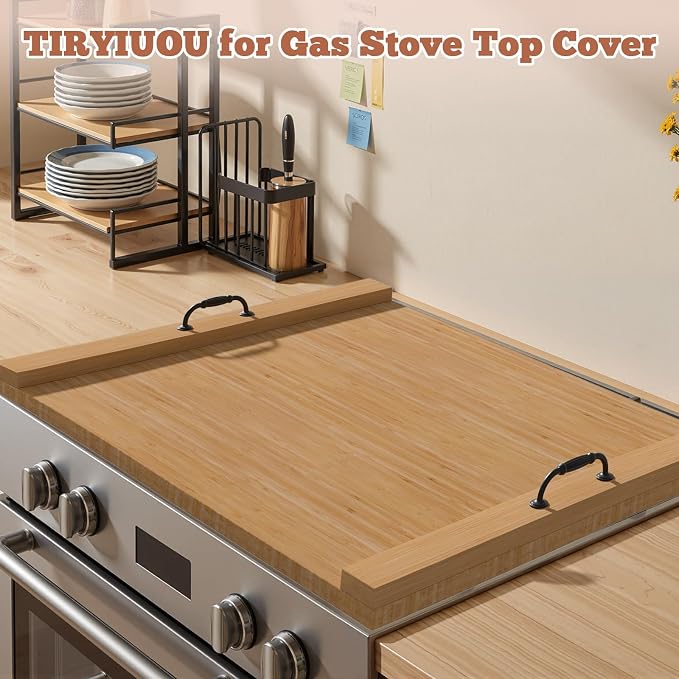Gas Stove Top Cover: Bamboo 30 * 22 Inches Electric Stovetop Covers, Noodle Board with Handles, Wood RV Cutting Board for Kitchen Counter