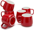 Teocera Coffee Mugs Set of 6-12oz Chip-Resistant Ceramic Cups with Ergonomic Handle | Dishwasher & Microwave Safe Red Mugs | Keeps Beverage Hot, Perfect for Family Kitchen & Holiday Gifts