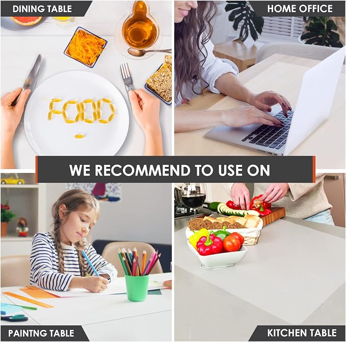 Oversize Silicone Table Placemat, Food-Grade Flexible Silicone Table Mat for Baking Pastry Non-Stick, Kids Nonslip Dinner Placemat Heat Resistant Waterproof Countertop Protector (Translucent)