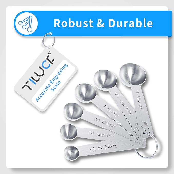TILUCK Stainless Steel Measuring Cups & Spoons Set, Cups and Spoons | Stainless Steel Nesting Measure Cups , Kitchen Gadgets for Cooking & Baking (12)