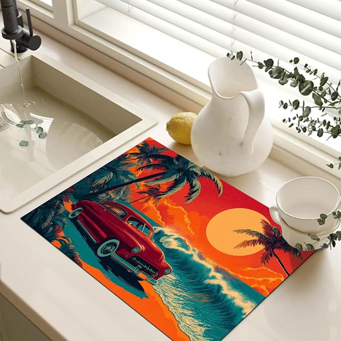 HOMETITUTE Summer Stove Top Cover 28x20 Tropical Sunset Beach Heat Resistant