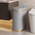 2.6 Gallon Automatic Bathroom Trash Can with Touchless Lid, Grey Gold | Motion Sensor Trash Can with Slim Waterproof Body; Small Plastic Garbage Can, hands-free lid for Bedroom, office, and kitchen