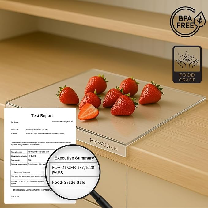 Acrylic Cutting Board with Juice Groove, Clear Cutting Board with Counter Lip, Cutting Boards for Countertop Protector, Non-Slip Dough Mat, Kitchen Decor Gadgets House Warming Gifts(16"x12.5")