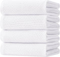 Homaxy 100% Cotton Oversized Waffle Weave Kitchen Towels 4-Pack, White | 20 x 28 Inches, Ultra Soft Absorbent Dish Towels, Quick Drying Large Cleaning Towels