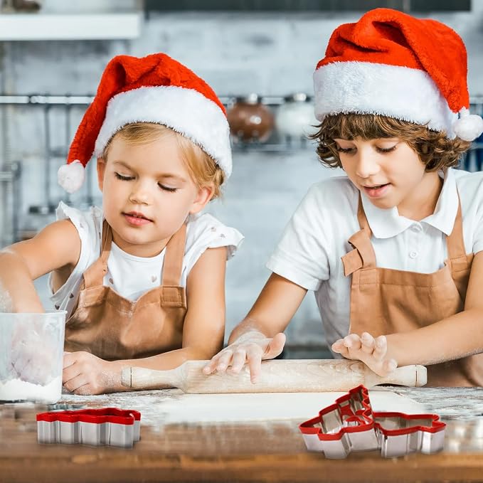 Christmas Tree Cookie Cutters 3PCS, Stainless Steel Christmas Cookie Cutter Tools with Red Environmental PVC, Christmas tree Shape Moulds Set for Baking