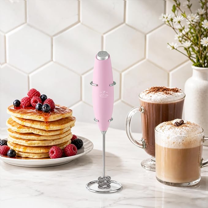 Zulay Kitchen Powerful Milk Frother Wand With Duracell Batteries - Ultra Fast Handheld Drink Mixer - Electric Whisk Foam Maker for Coffee, Lattes, Cappuccino & Matcha - Triple Whisk - Mint Candy