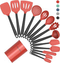 Coukre Silicone Kitchen Cooking Utensils Set, Heat Resistant, 14-Piece | Dishwasher-Safe, Food-Grade Silicone, BPA-Free, Spatulas, Spoons & Turner, Safe for Nonstick Cookware, Red