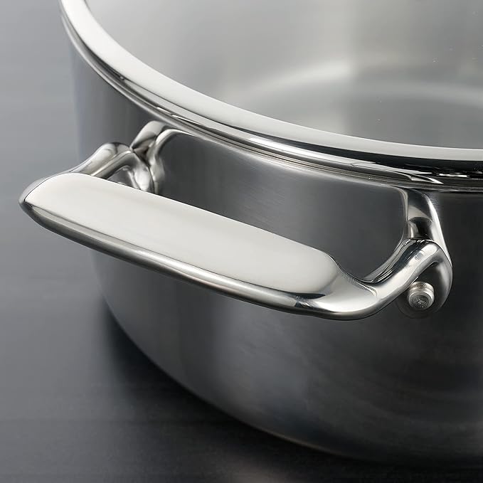 Tramontina Boston Tri-Ply Clad Stainless Steel 6-Quart Braiser Pan with Lid | Induction-Ready, Dishwasher-Safe, NSF-Certified
