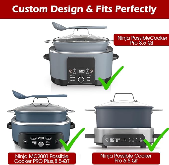 Silicone Heat Resistant Mat for Ninja Foodi Possible Cooker Pro 8.5 Qt MC1000,MC1001,MC1010 Slow Cooker Crock &Ninja MC2001 PossibleCooker PRO Plus 8.5 QT Accessories,Kitchen Countertop Protector Pad