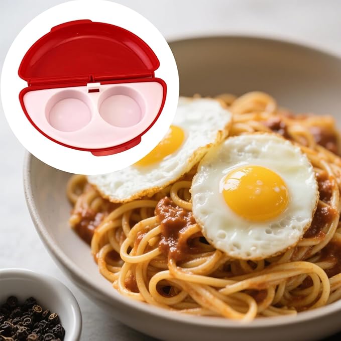 TopHomer 2 Cavity Easy Egg Breakfast Cooker, Microwave Omelet Pan and Egg Poacher - Egg Maker Easy to Use and Non-Stick Breakfast Egg Cookware (Red)