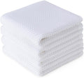 BOOMIBOO 4-Pack Dish Towels,100% Cotton Waffle Weave,13x28 in,White | Ultra Soft Absorbent, Quick Drying