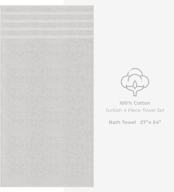 American Soft Linen 100% Cotton Luxury Turkish Towels, 4 PC Bath Towel Set | Soft Absorbent Quick Dry OEKO Tex Standard 100 Certificated Durable Machine Washable Premium Hotel Quality