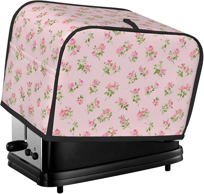 2 Slice Toaster Cover Watercolor Rose Pink Dust Proof Washable Kitchen Appliance Cover with Pocket, Oxford Fabric Countertop Toaster Protector for Standard Toasters Small Appliances