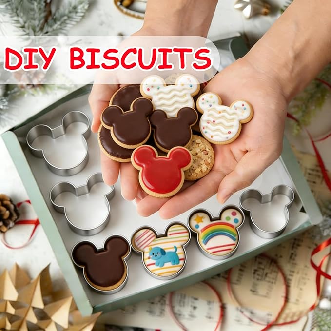Mouse Cookie Cutter Sandwich Cutters for Kids DIY Lunchbox Bento Box Fruit Cutters Vegetable Cutters for Children Boys Girls, Pack of 5