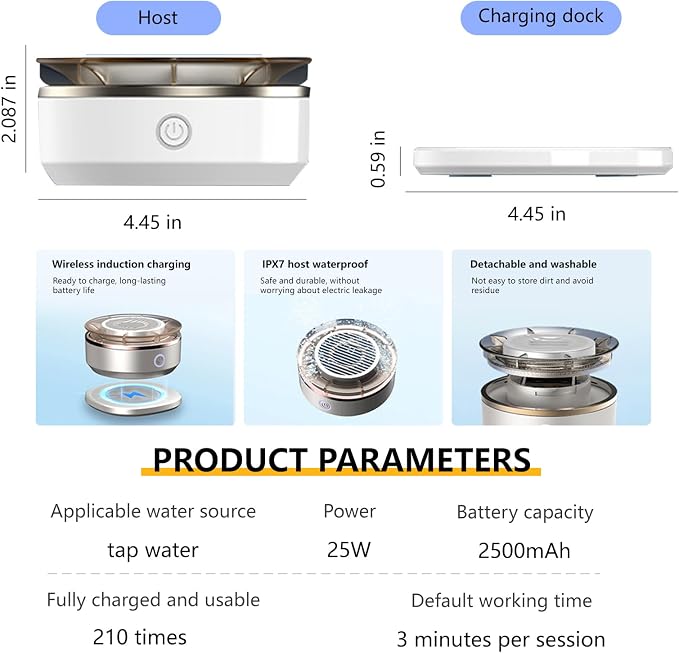 Fruit and Vegetable Washing Machine | Wireless Charging Produce Cleaner with Hydroxyl Water Ion Technology