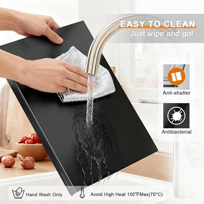 Black Cutting Boards for Kitchen, Acrylic Cutting Board with Counter Lip Countertop Protector, Non-Slip Tablas Para Picar Cocina, Kitchen Decor Apartment Essentials House Warming Gifts(16.1"x12.5")