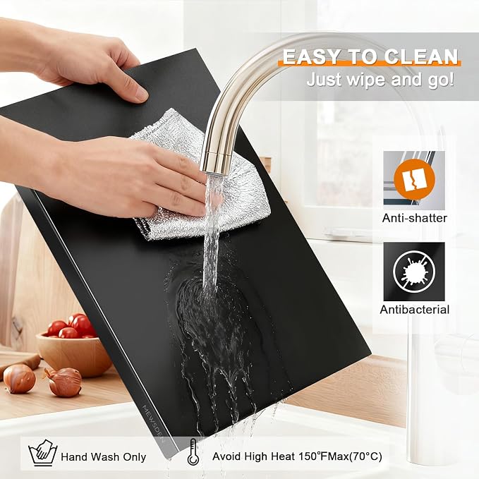 Black Cutting Boards for Kitchen, Acrylic Cutting Board with Counter Lip Countertop Protector, Non-Slip Tablas Para Picar Cocina, Kitchen Decor Apartment Essentials House Warming Gifts(20"x16")