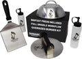 Sasquash Burger Press Kit, Smash Burger Set, Stainless Steel, 5 Piece | Includes Melting Dome, Turner, And Two Squirt Bottles, Complete Griddle And Grill Cooking Bundle Package, Cookout Gatherings