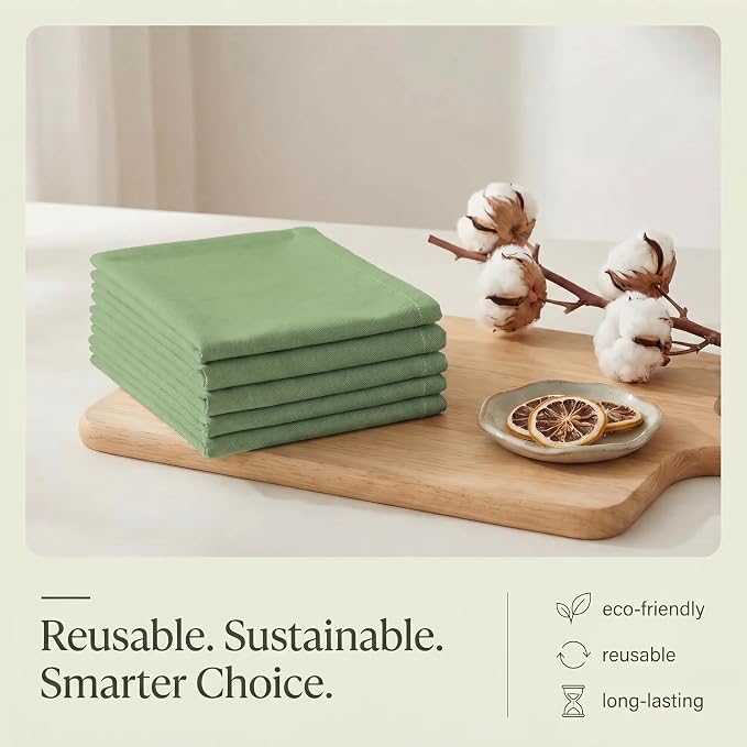 Urban Villa Kitchen Towels Cotton Dish Towels 20”x30” (Set of 6) Green