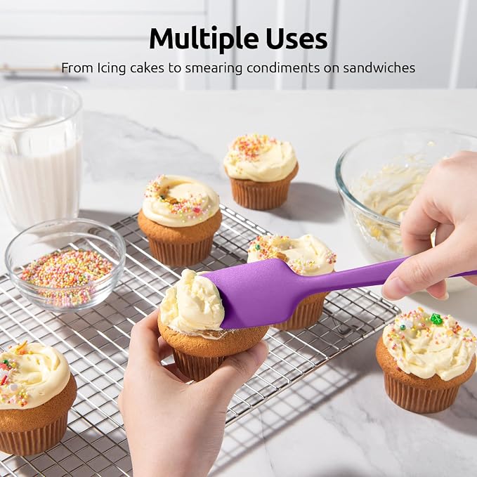 U-Taste Silicone Spatula Set 600°F High Heat Resistant, 4-Pcs, Multicolor | Food Grade Hot-Proof Seamless Rubber Scraper, Kitchen Flexible Silicon Cooking Utensil Set, Diswasher Safe Baking Supplies