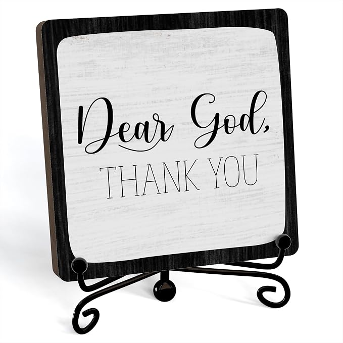 Modern Farmhouse Decor, Home Decor For Living Room, Boho Chic Aesthetic Shelf Decorations, Christian Dear God Sign, Farm House Entryway Tv Stand Fireplace Coffee Table Decoration (04)