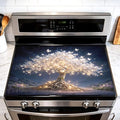 Tree of Life Stove Top Cover for Electric Stove, 28x20 In Mat | Heat-resistant non-slip mat holds hot cookware; glass cooktop protector, dish drying; magical floral butterfly kitchen decor