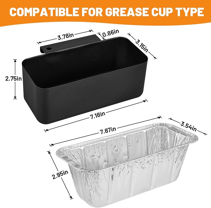 15-Pack Grease Cup Liners + Metal Griddle Grease Catcher Compatible with Blackstone Griddle, Aluminum Foil Drip Pan Grease Catcher Cup Liner for Blackstone Griddle 17, 22, 28, 36 Inch
