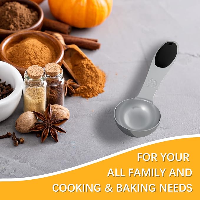 1PCS 1/2Tsp(2.5ml) Measuring Spoon, Stainless Steel Measure Scoop | Accurate, BPA-Free, Dishwasher Safe, Silicone Grip, Engraved Marking, Kitchen Essential