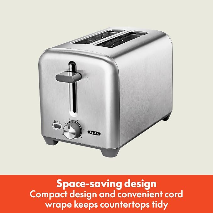 bella 2 Slice Toaster, Extra Wide Slots, Stainless Steel