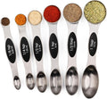Magnetic Measuring Spoons Set of 6 Stainless Steel Dual Sided Teaspoon | for Measuring Dry and Liquid Ingredients
