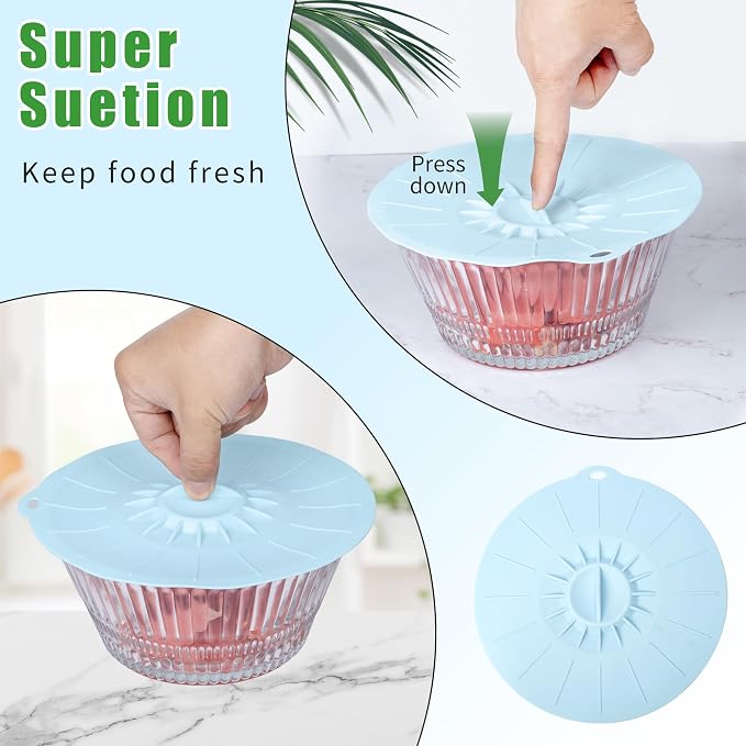 9 Pack Silicone Lids, Microwave Splatter Covers - Reusable, Heat Resistant Lids (5 Sizes) for Bowls, Cups, Plates, Pots, Pans & Skillets - Stovetop, Oven, Fridge & Dishwasher Safe