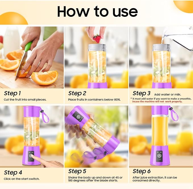 Small Portable Shakes & Smoothie Blender - 13 Oz Personal Size Blender | 380ML BPA Free Traveling Juice Cup, High Blending Speed of 20,000 Rpm, Squeezing Juice Suit in Sports/Office/Home/Travel