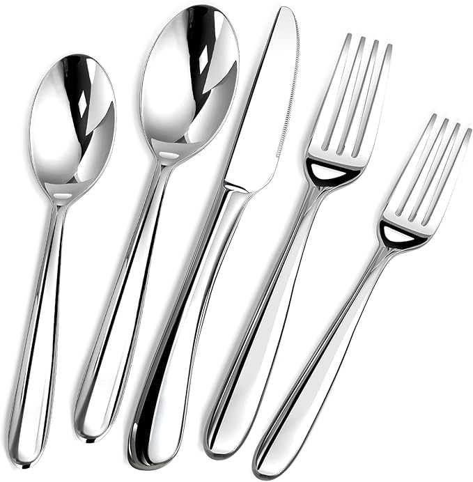 Heavy Duty Silverware Set for 8, Stainless Steel Flatware Cutlery Set | Heavy Duty Steak Knife Fork and Spoon, Dishwasher Safe, Gift Package for Wedding Housewarming