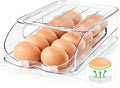 SMRCAD 12-Egg Dispenser with Silicone Bumpers, Auto-Rolling, Stackable | BPA-free food-grade PET | Stackable with lid | Built-in handle | Fits Large to Jumbo Eggs | Hand wash only