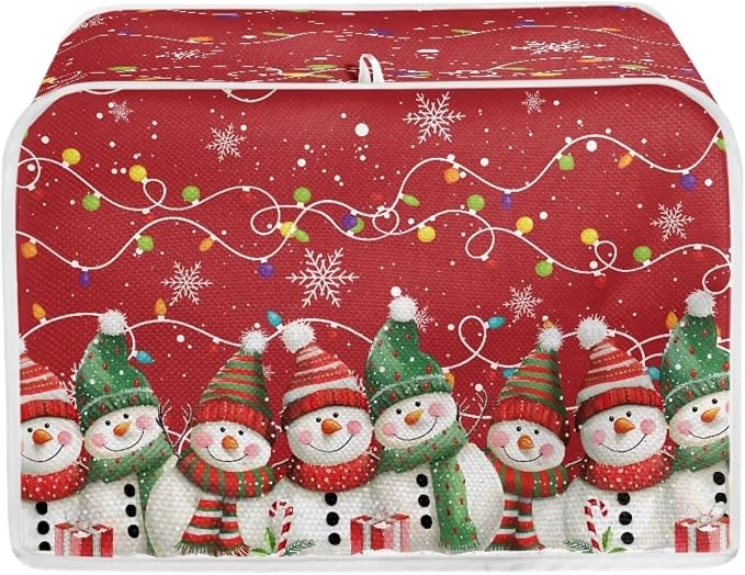 Christmas Toaster Cover 2 Slice Bread Toaster Oven Dustproof Cover, Snowman Pattern Waterproof Kitchen Small Appliance Cover Home Kitchen Accessories Xmas Decor