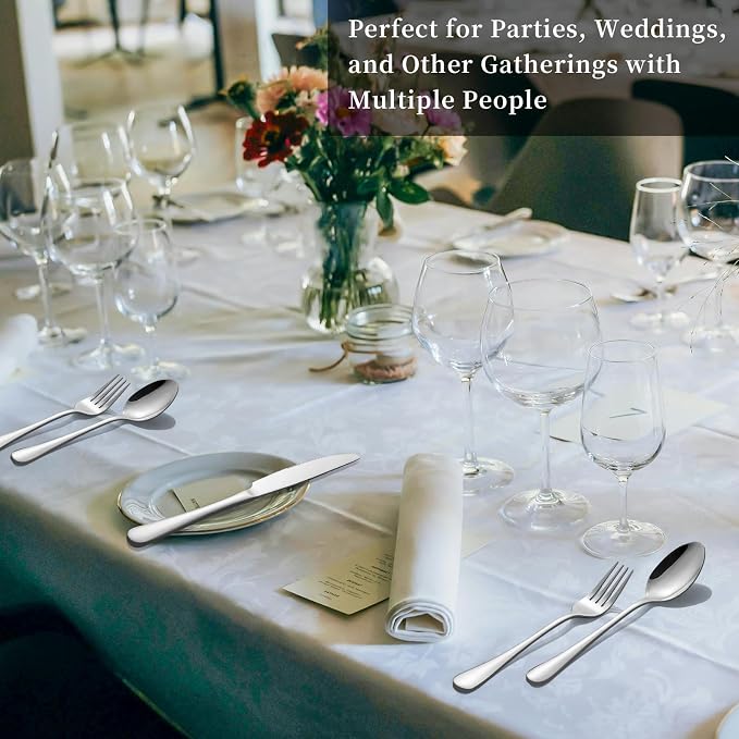 24-Piece Silverware Set for 8 - Stainless Steel Flatware Cutlery Set Service for 8, Mirror Polished Flatware Set Include Forks Spoons Knives for Home, Wedding, Restaurant, Dishwasher Safe