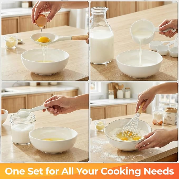 33Pcs Kitchen Utensils Set Silicone Cooking Utensils Set with Wooden Handle | Heat-Resistant, Dishwasher Safe, BPA-Free Silicone Kitchen Utensil Set with Wooden Handles & Holder for Nonstick Cookware